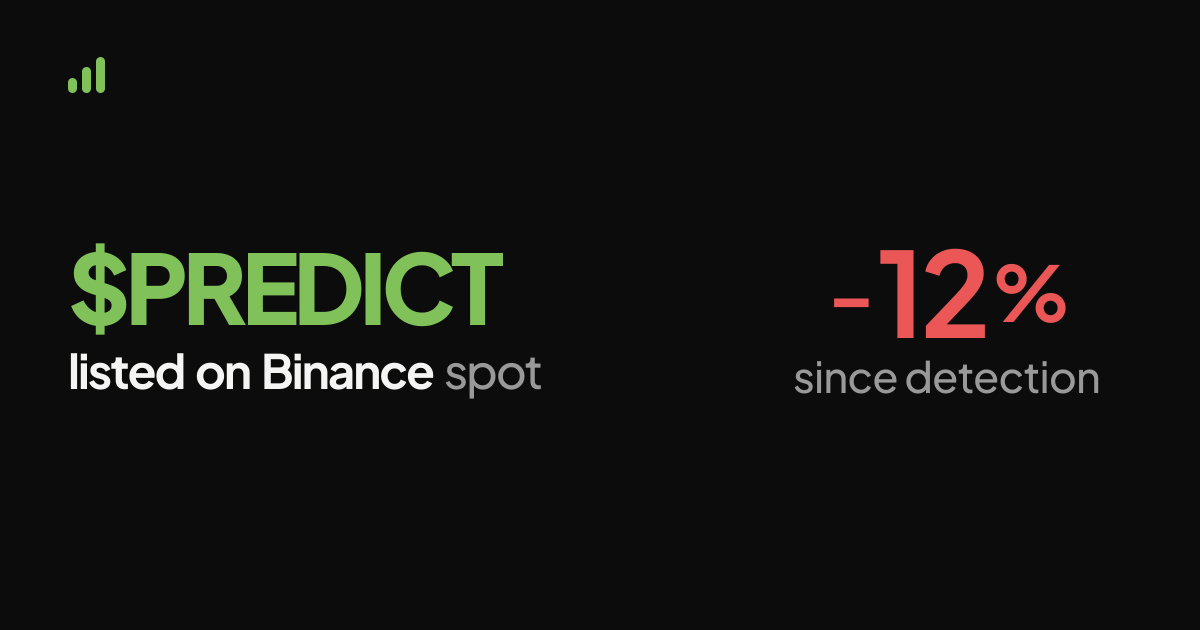 New Listings Feed · $PREDICT listed on Binance spot